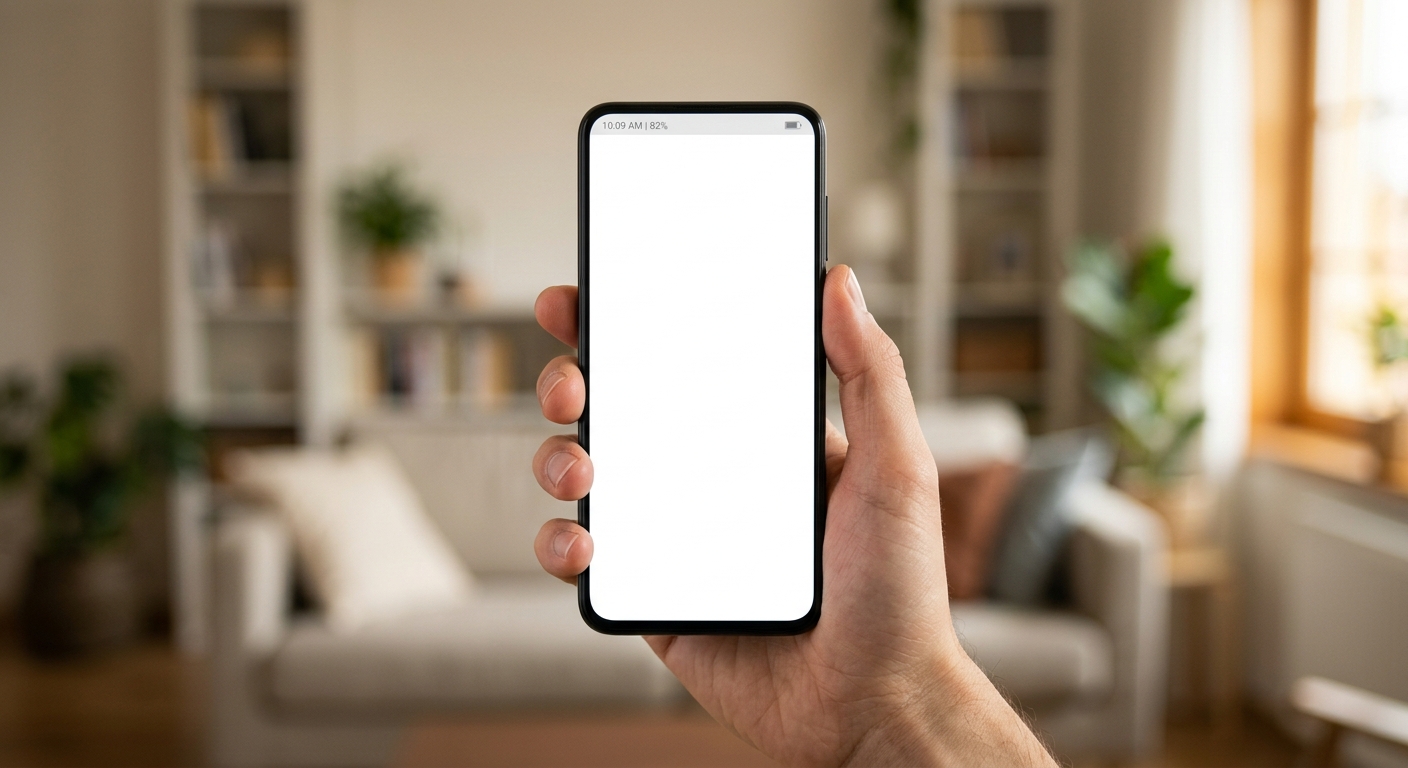 Parent holding phone with Kidderboard app open